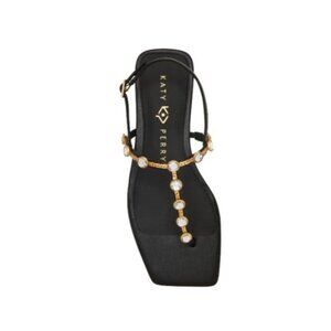 Katy Perry Women's The Camie Gemstone Sandal Flat Black 10 NIB